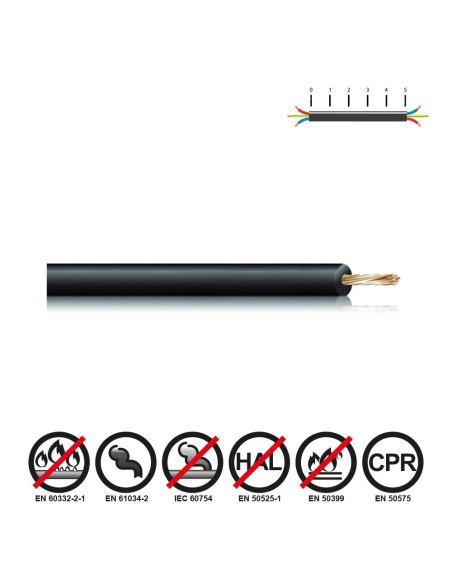 Cablecillo h07z1-k 6,00 mm² negro euro/m