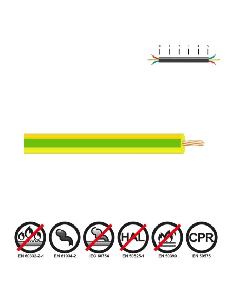 Cablecillo h07z1-k 6,00 mm² bicolor euro/m