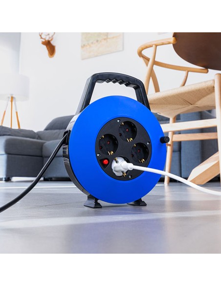 Enrollacables 10 m 3 g 1,00 mm² 4 tomas bipolares con t/tl hogar con protector termico