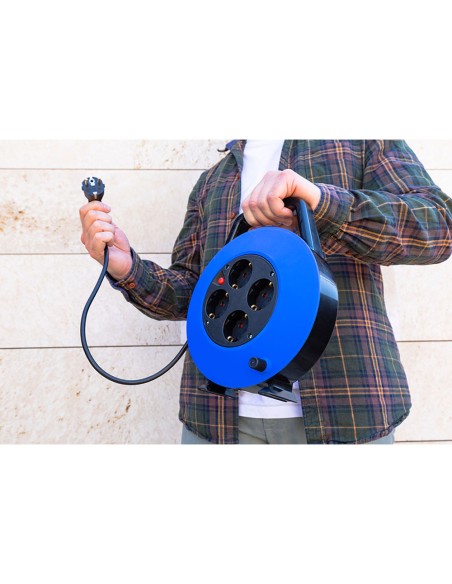 Enrollacables 10 m 3 g 1,00 mm² 4 tomas bipolares con t/tl hogar con protector termico