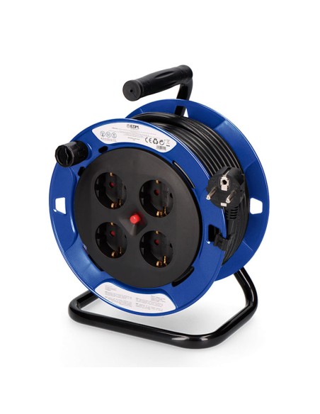 Enrollacables 15 m 3 g 1,50 mm² 4 tomas bipolares con t/tl profesional con protector termico