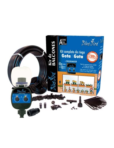 Kit de riego por goteo con programador blue bird