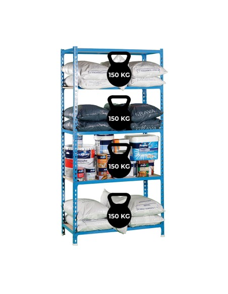 Estanteria metalica sin tornillos con aglomerado maderclick plus 5/500 simon rack