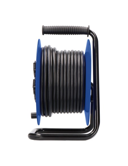 Enrollacables 25 m 3 g 2,50 mm² 4 tomas bipolares con t/tl con tapas profesional con protector termico 3000w 230v