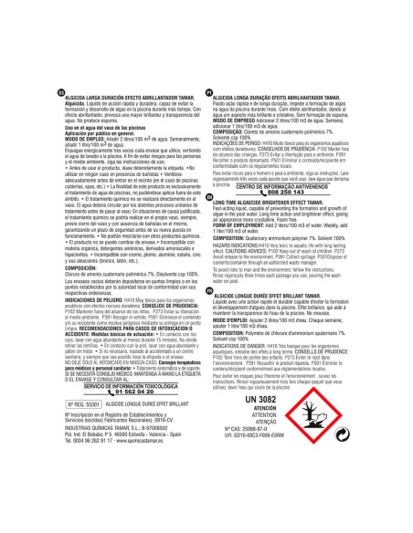 Algicida larga duración efecto abrillantador 5 l. fusion