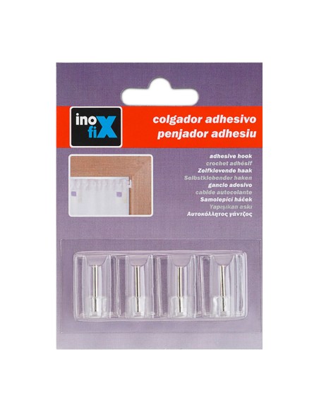 Colgador adhesivo visillos transparente 2042-0-000 (blister 4 unid.) inofix