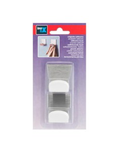 Colgador adhesivo blanco con base ade acero inoxidable (blister 2 uds) 2