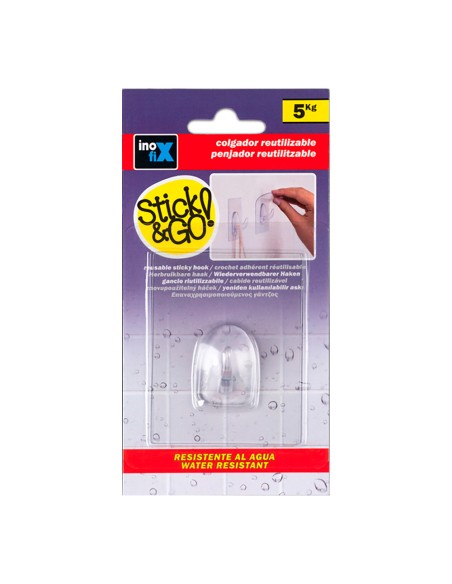 Colgador adherente reutilizable 80x62mm transparente 1291-0-000 (blister) inofix