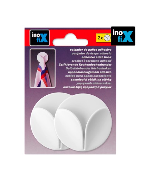 Colgador adhesivo paños de cocina, blanco, blister 2 unidades