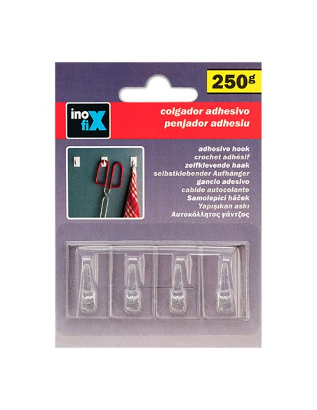 Colgador adhesivo clasico transparente 2075-0-000 (blister 4 unid.) inofix