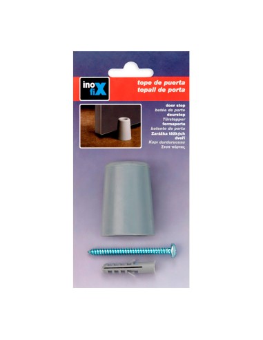 Tope de puerta alto caucho gris (blister) inofix