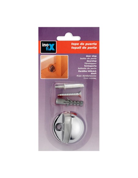 Tope de puerta metalico con tornillo cromado (blister) inofix