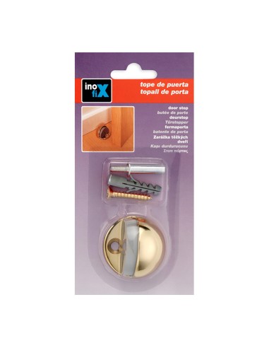 Tope puerta metalico con tornillo dorado...