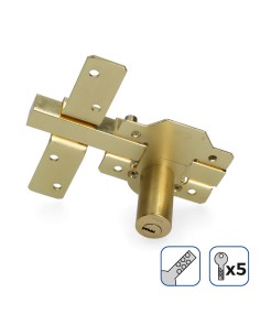 Cerrojo de superficie dorado con cilindro redondo de seguridad y pestillo apertura 2