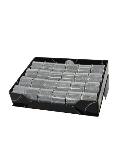 Lazo con purpurina plata 6,3x270cm