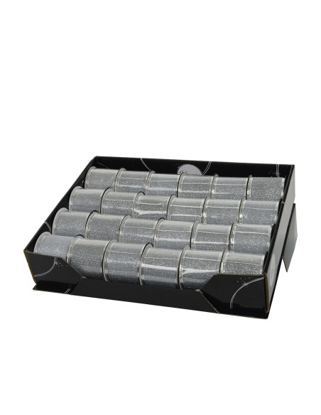 Lazo con purpurina plata 6,3x270cm