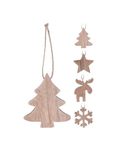 Adorno navideño colgante madera 10cm colores / modelos surtidos