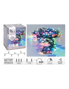 Guirnalda a pilas multifuncion 96 leds cable negro luz multicolor 7,5m 2