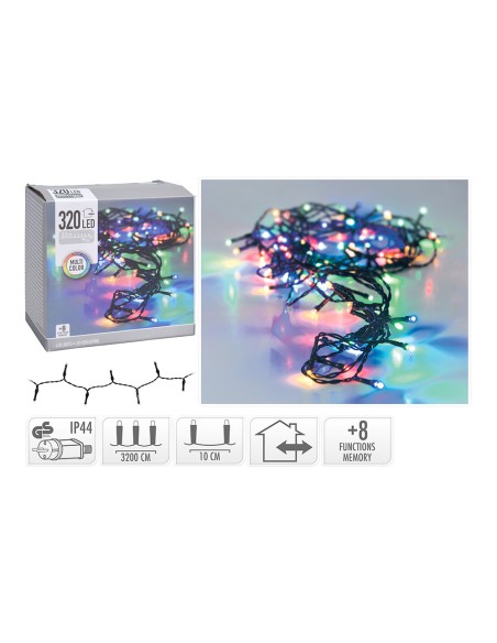 Guirnalda multifuncion 320 leds multicolor 220v ip44 27m