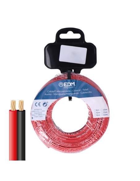Carrete cable paralelo 2x0,75mm rojo/negro 50m (audio)