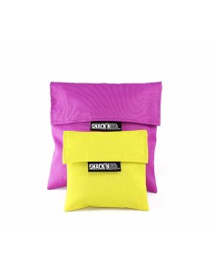 Porta snacks reutilizables snack'n'go lila-amarillo 14x14cm y 20x20cm, 2 unidades 2