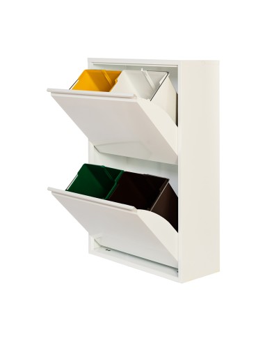 Armario metalico reciclaje 4 cajones blanco 92 x 60 x 25 cm