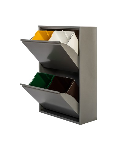 Armario metalico reciclaje 4 cajones gris 92 x 60 x 25 cm