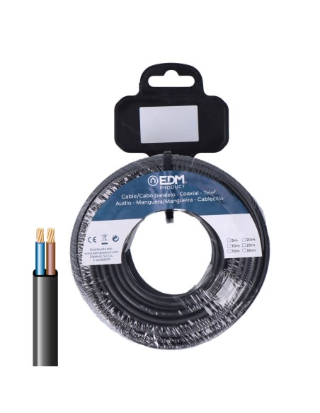 Carrete manguera plana 2 x 1,50 mm² negra, 5 m