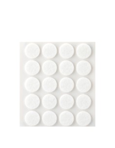 Pack 20 fieltros blancos sinteticos adhesivos ø17mm plasfix inofix