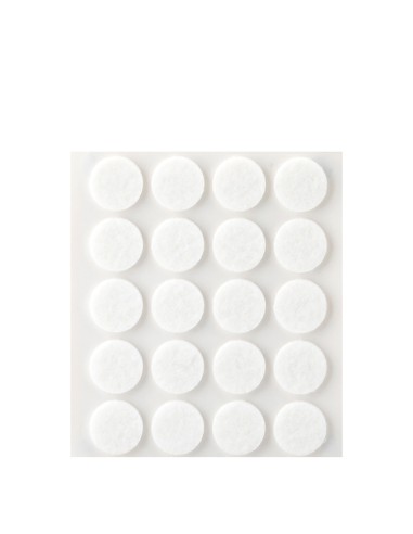 Pack 20 fieltros blancos sinteticos adhesivos ø17mm plasfix inofix