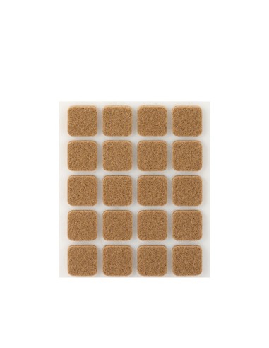 Pack 20 fieltros marron sinteticos adhesivos 17x17mm plasfix inofix
