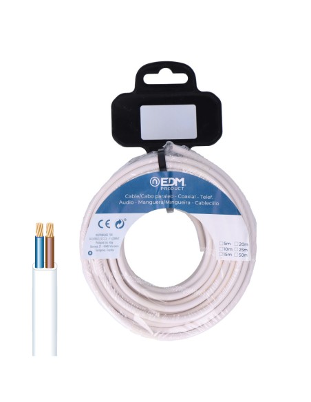 Carrete manguera plana h03vv-f 2 x 0,75 mm² blanca, 10 m