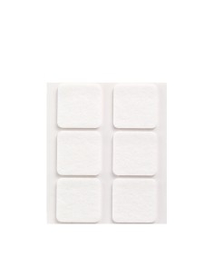 Pack 6 fieltros blanco sinteticos adhesivos 31x31mm plasfix inofix