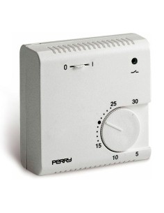 Termostato electronico de expansión de gas, serie "teg" con luz piloto y selector "on/off" color blanco perry