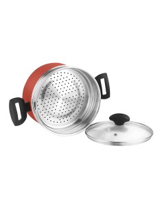 Olla maxima + tapa + steamer roja aluminio ø20 x 10 cm 2