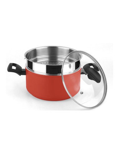 Olla maxima + tapa + steamer roja aluminio ø20...
