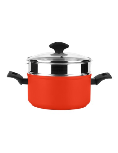 Olla maxima + tapa + steamer roja aluminio ø20...