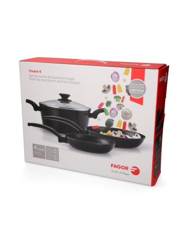 Set 2 sartenes + 1 olla vivant negra aluminio,...