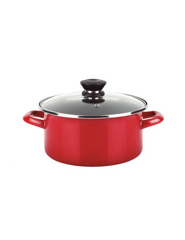 Olla optimax + tapa roja acero aisi 430 ø18 x 10 cm