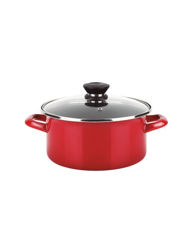 Olla optimax + tapa roja acero aisi 430 ø20 x 10 cm