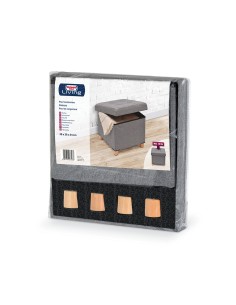 Puf almacenaje gris con patas de madera 38 x 38 x 34 cm 2