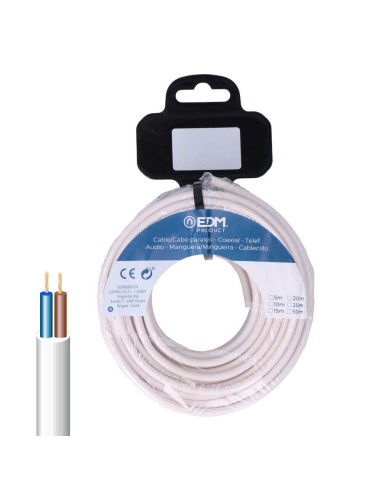 Carrete manguera tubular h05vv-f 2 x 2,50 mm² blanca, 5 m