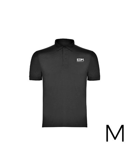 *merchandising* polo negro talla-m manga corta bordado edm