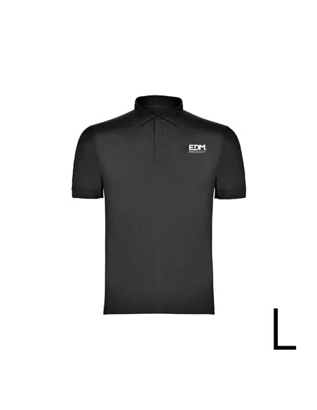 *merchandising* polo negro talla-l manga corta bordado edm