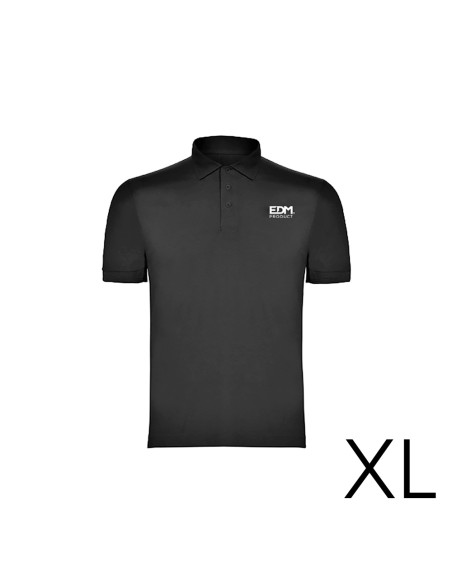 *merchandising* polo negro talla-xl manga corta bordado edm