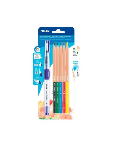 Pincel recargable water brush + 5 lapices...