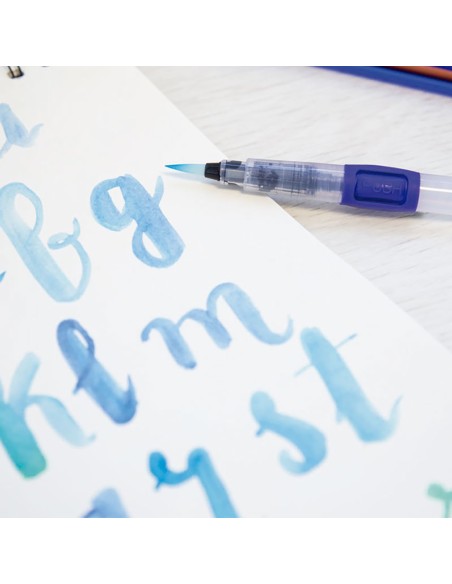 Pincel recargable water brush + 5 lapices acuarelas