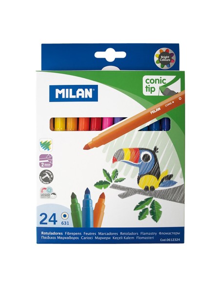 Rotuladores base agua punta conica ø5 mm colores surtidos, 24 uds