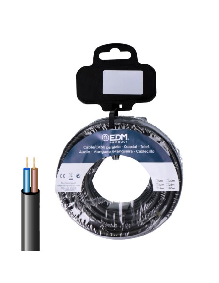 Carrete manguera tubular h05vv-f 2 x 1,00 mm² negra, 25 m