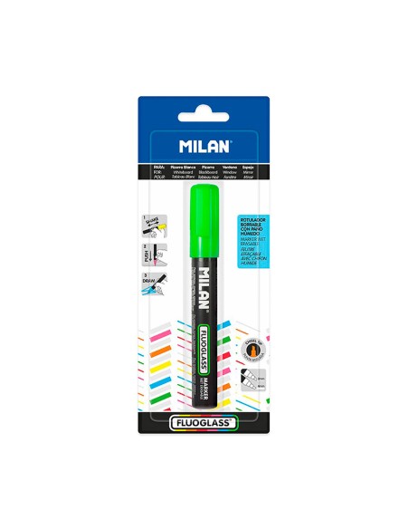 Rotulador borrables fluoglass 2 - 4 mm verde en blister